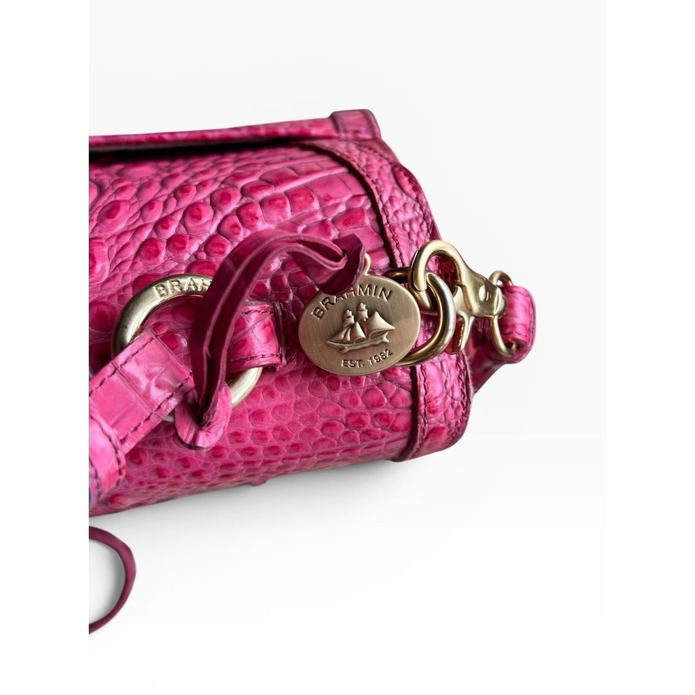 Brahmin Phoebe Taffeta Melbourne Pink Croc Embossed Crossbody Satchel STUNNING - Picture 4 of 16